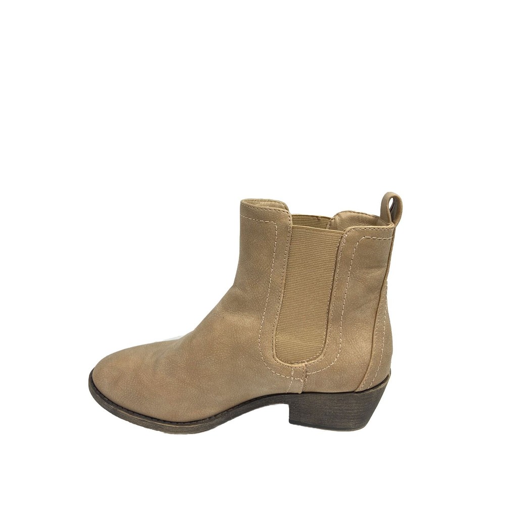 Tan Ankle Boots Size 7.5 Western Pull On Maurices Abigail Chelsea Block Heel - Picture 3 of 12